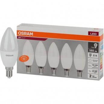 Лампа светодиодная LED OSRAM VALUE LVCLB60 7SW/840 7Вт E14 230В 2х5 RU (уп.5шт)